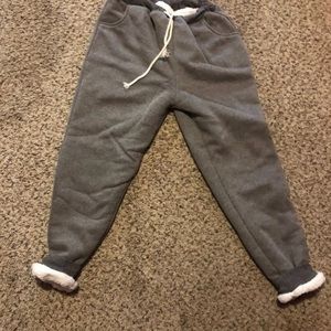 Faux fur lined joggers